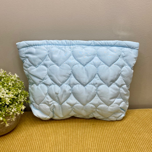 Puffer Pouch - Heart - Light Blue