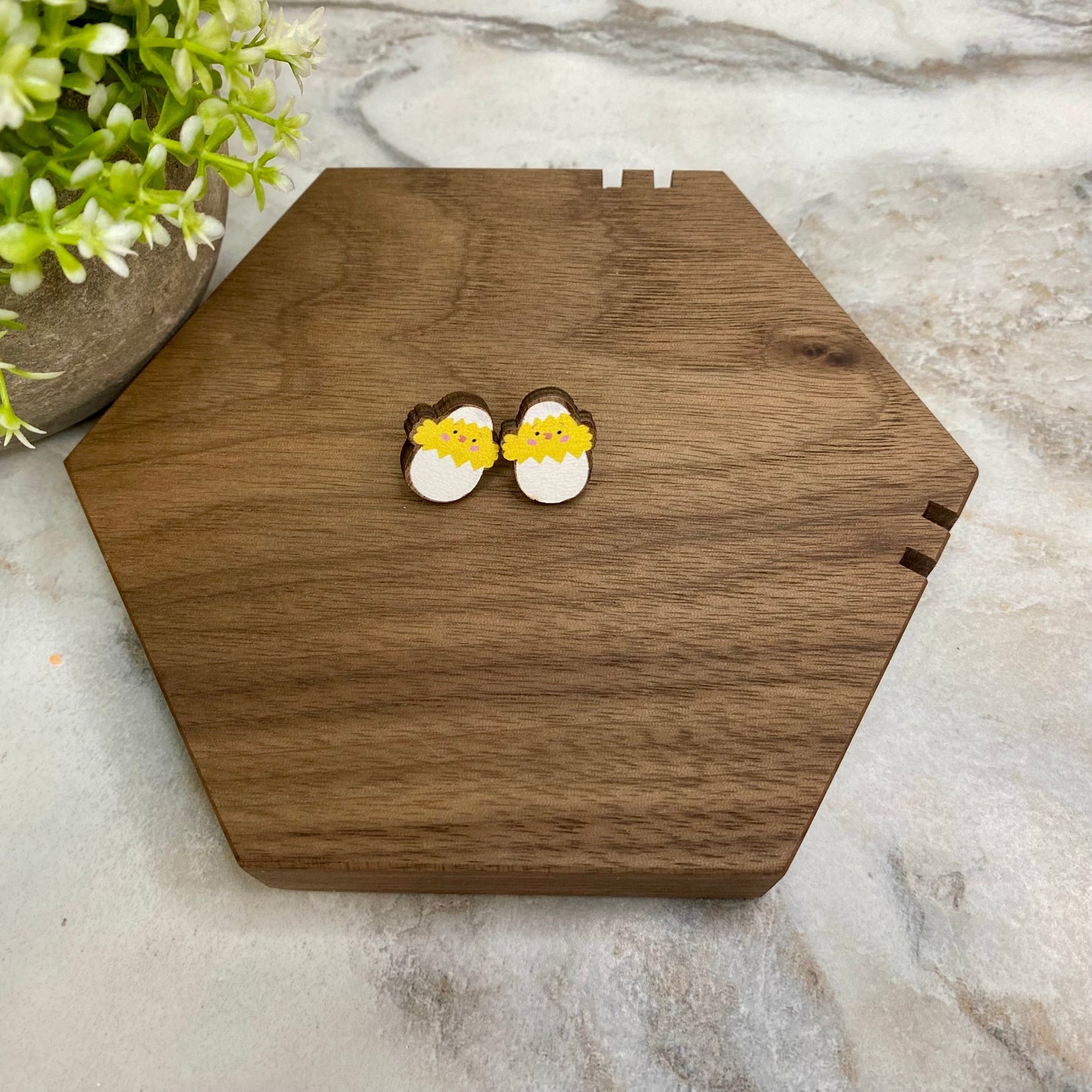 Wooden Stud Earrings - Easter - #1