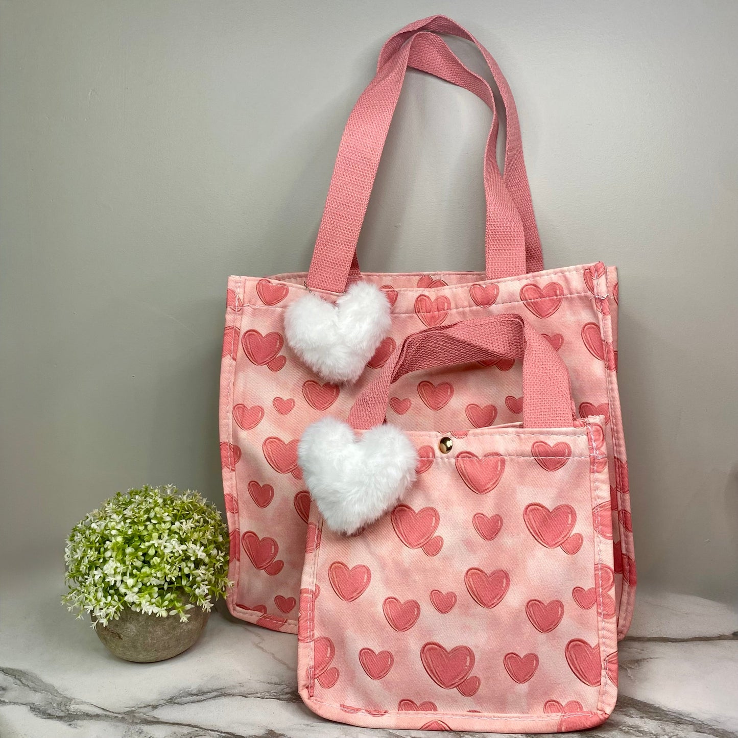 Heart Tote Bag - Light Pink