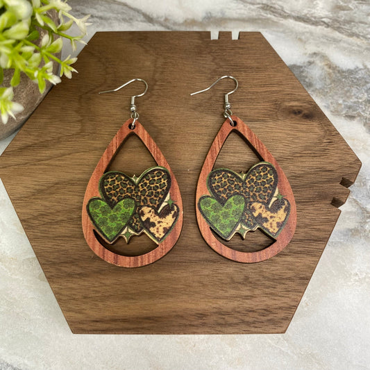 Wooden Dangle Earrings - St. Patrick’s Day - #8