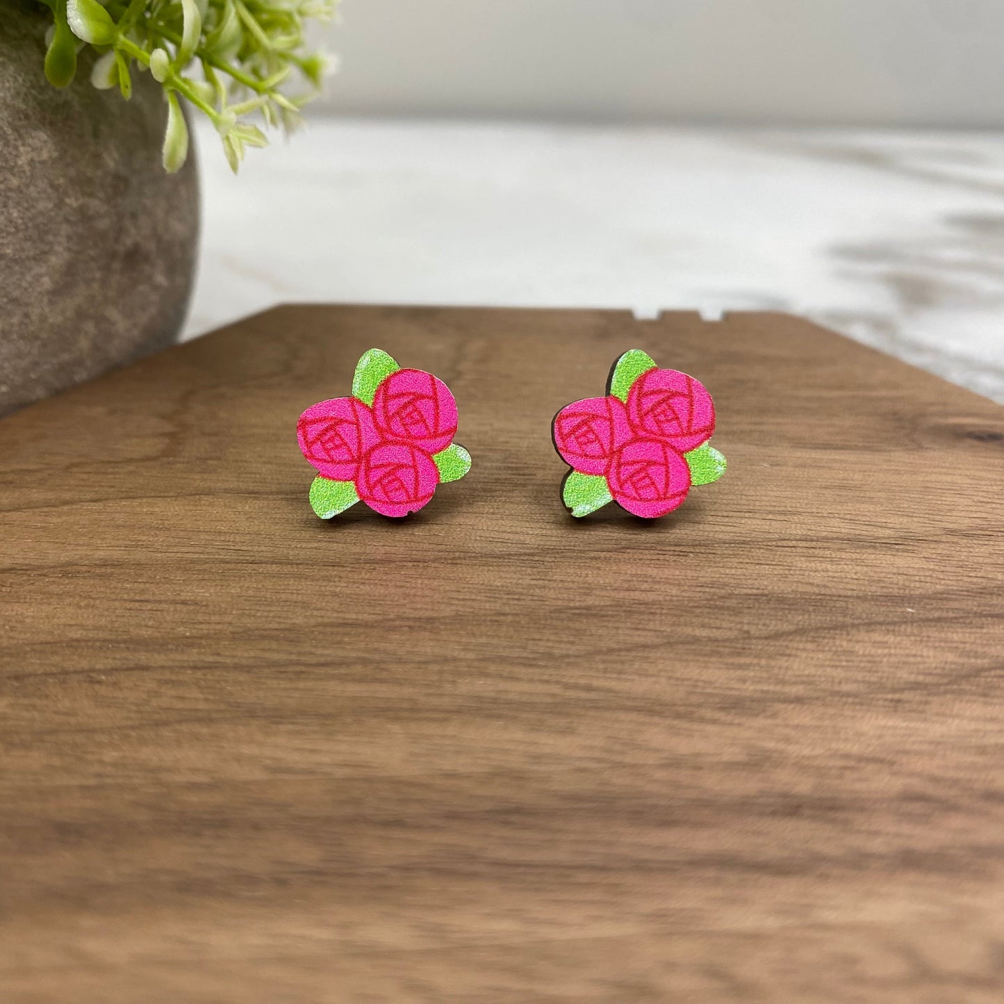 Wooden Stud Earrings - Valentine’s Day - #8