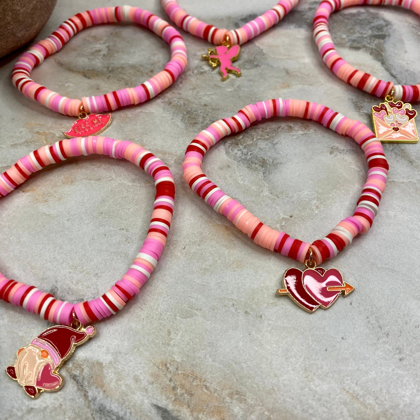 Bracelet - Clay + Charm - Valentine’s Red & Pink Charm