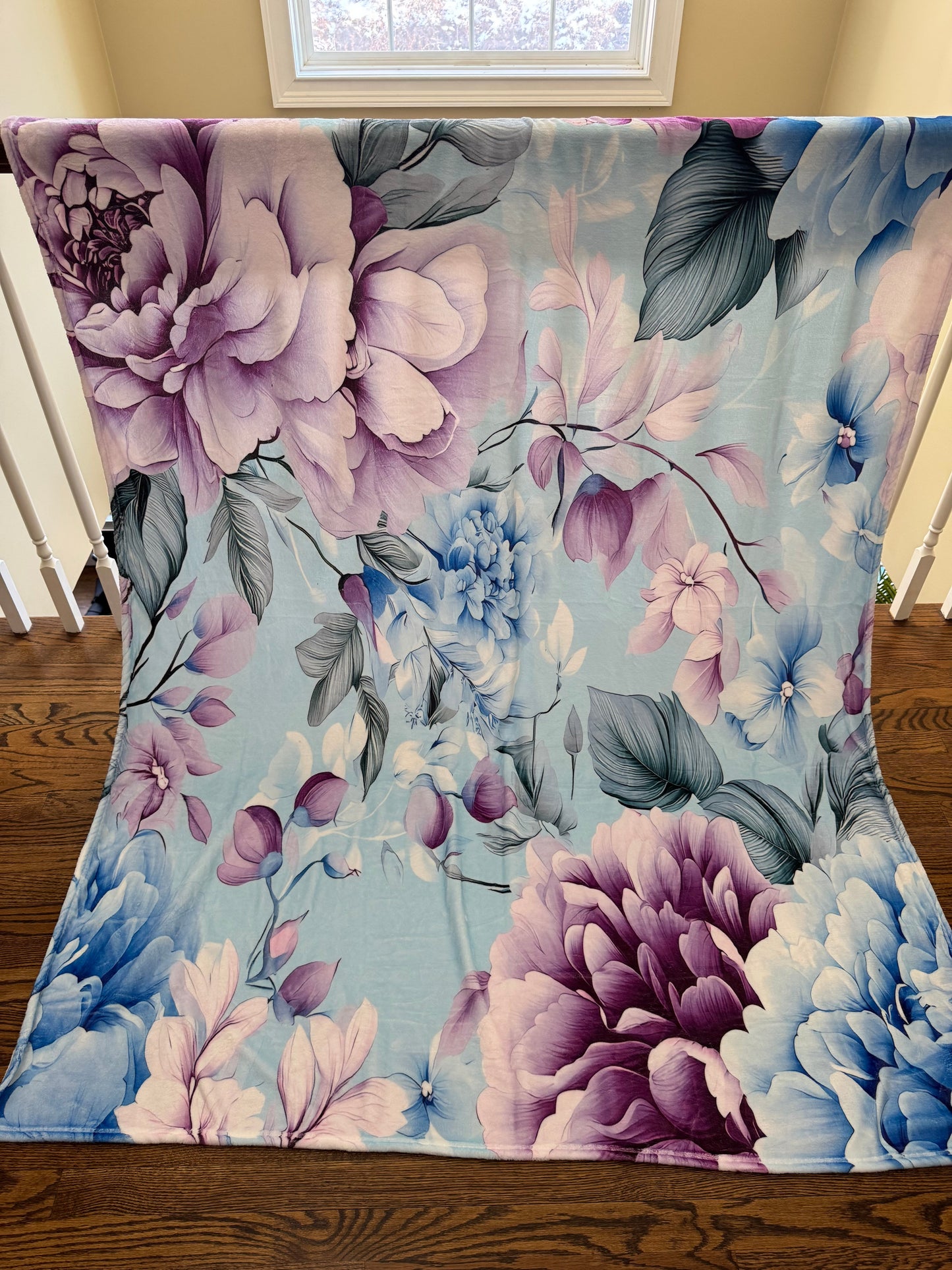 Blanket - Floral Purple Blue