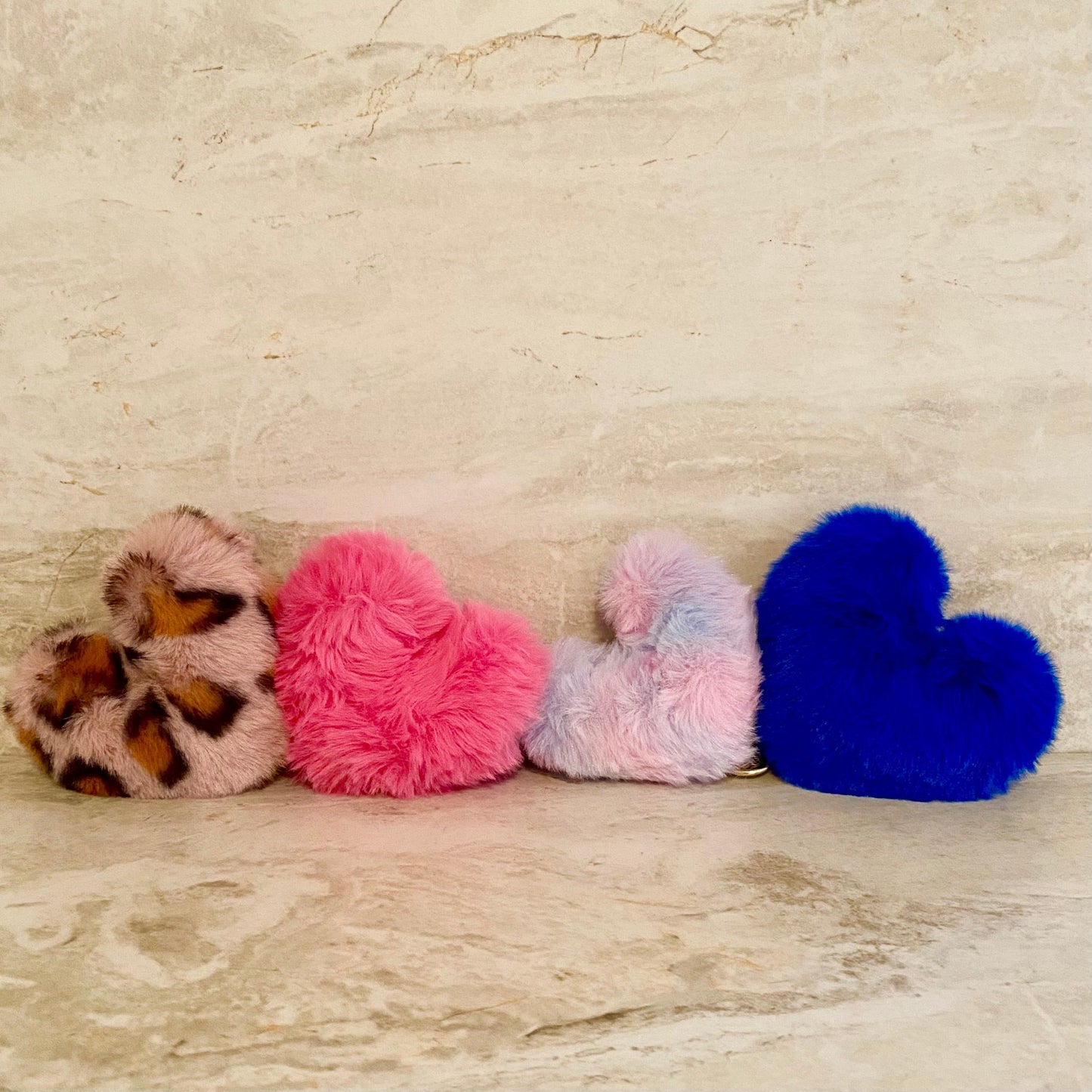 Keychain - Fuzzy Pom Pom - Heart