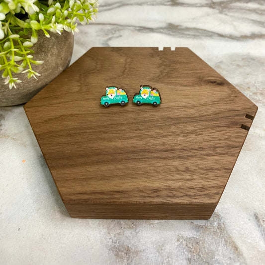 Wooden Stud Earrings - Easter - #3