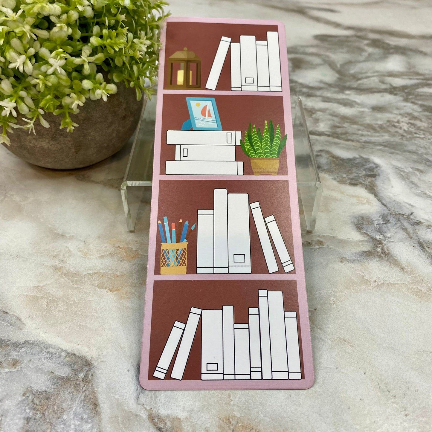 Bookmark - Mauve Pencils Bookshelf