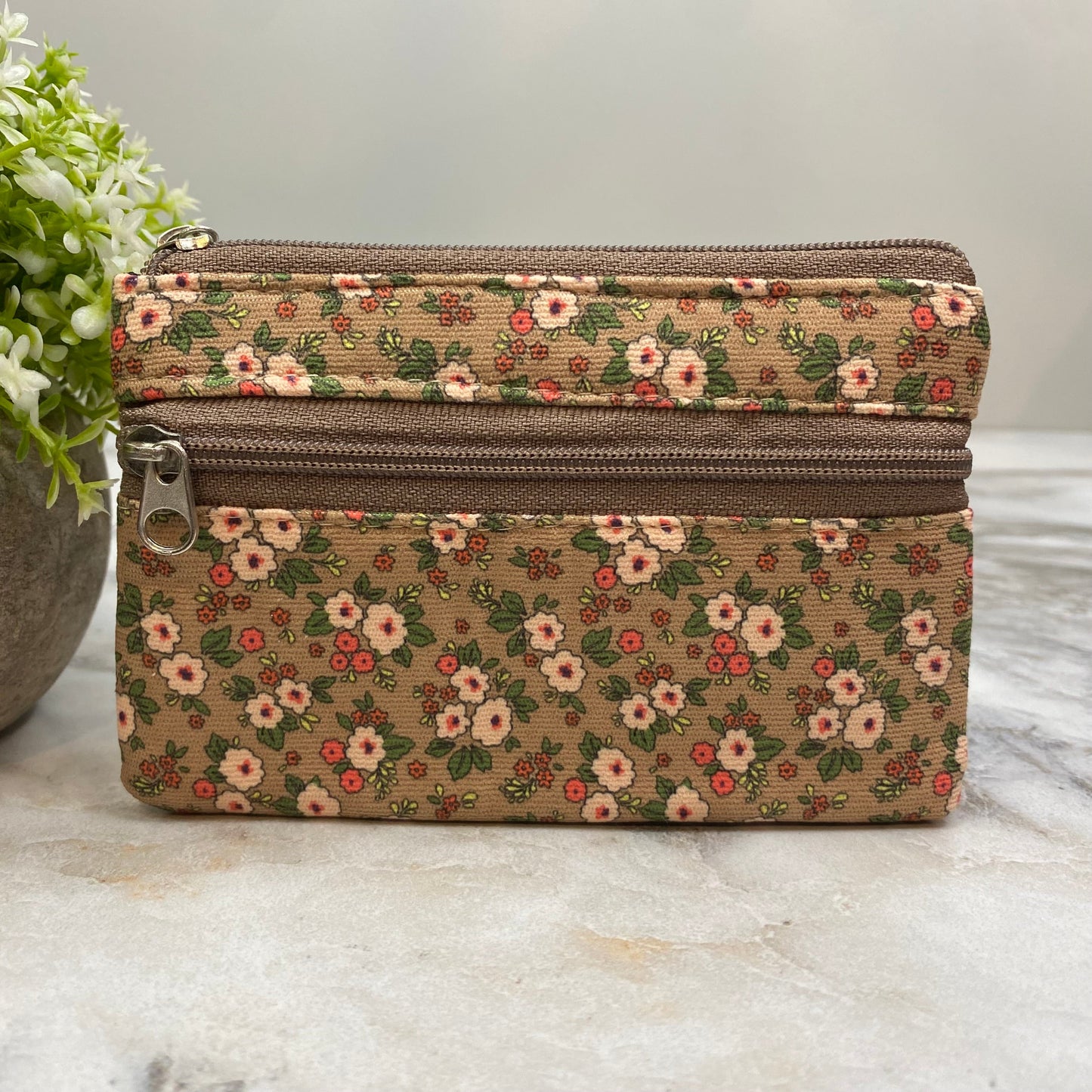 Mini Double Zip Pouch - Floral