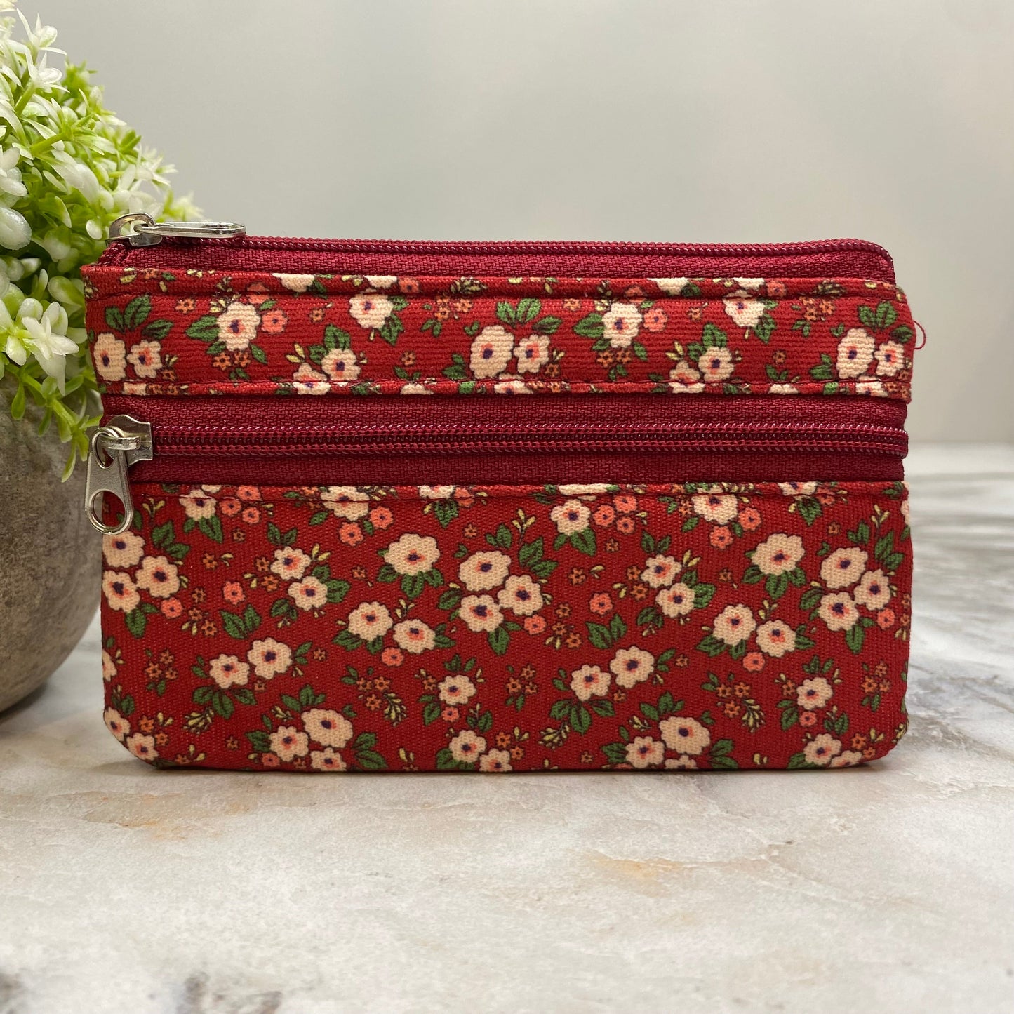 Mini Double Zip Pouch - Floral