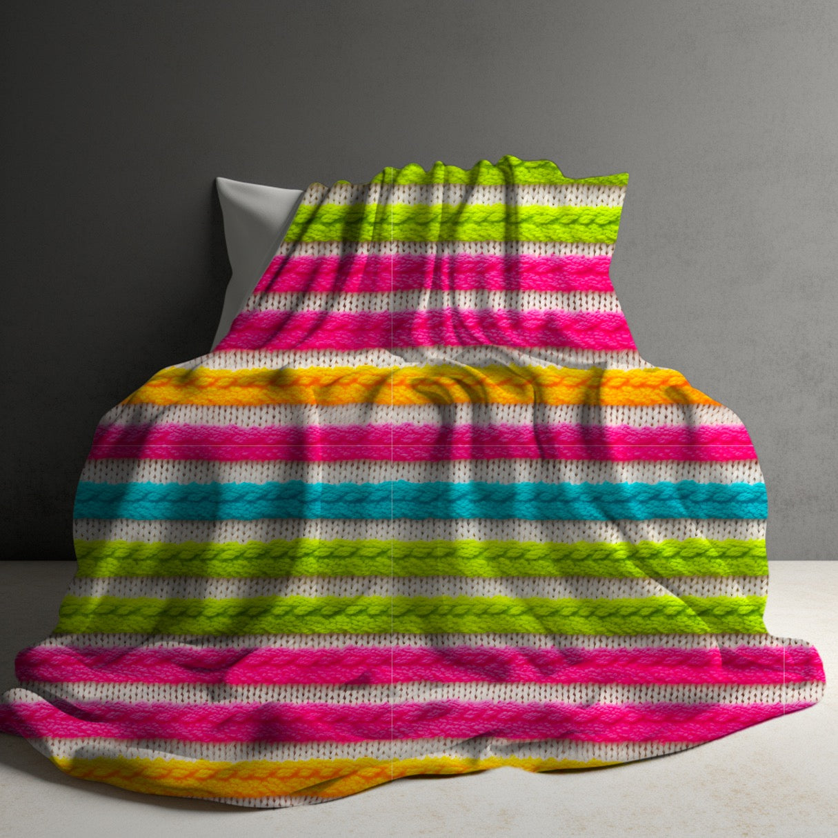 Blanket - Bright Neon Knit Stripes