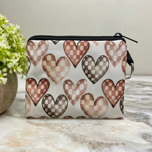 Mini Pouch - Checkered Hearts