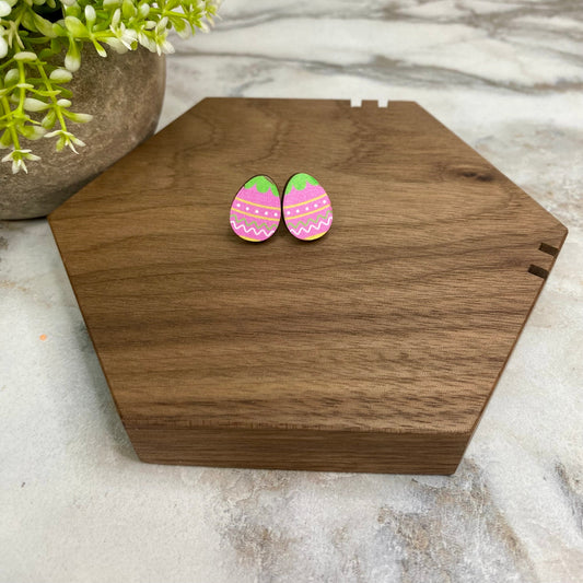 Wooden Stud Earrings - Easter - #4