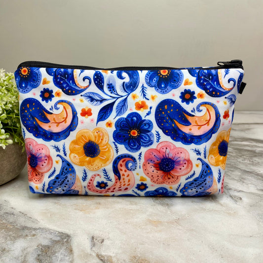 Pouch - Floral Paisley Blue