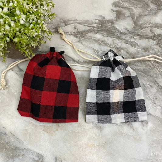 Mini Drawstring Cinch Bags - Plaid