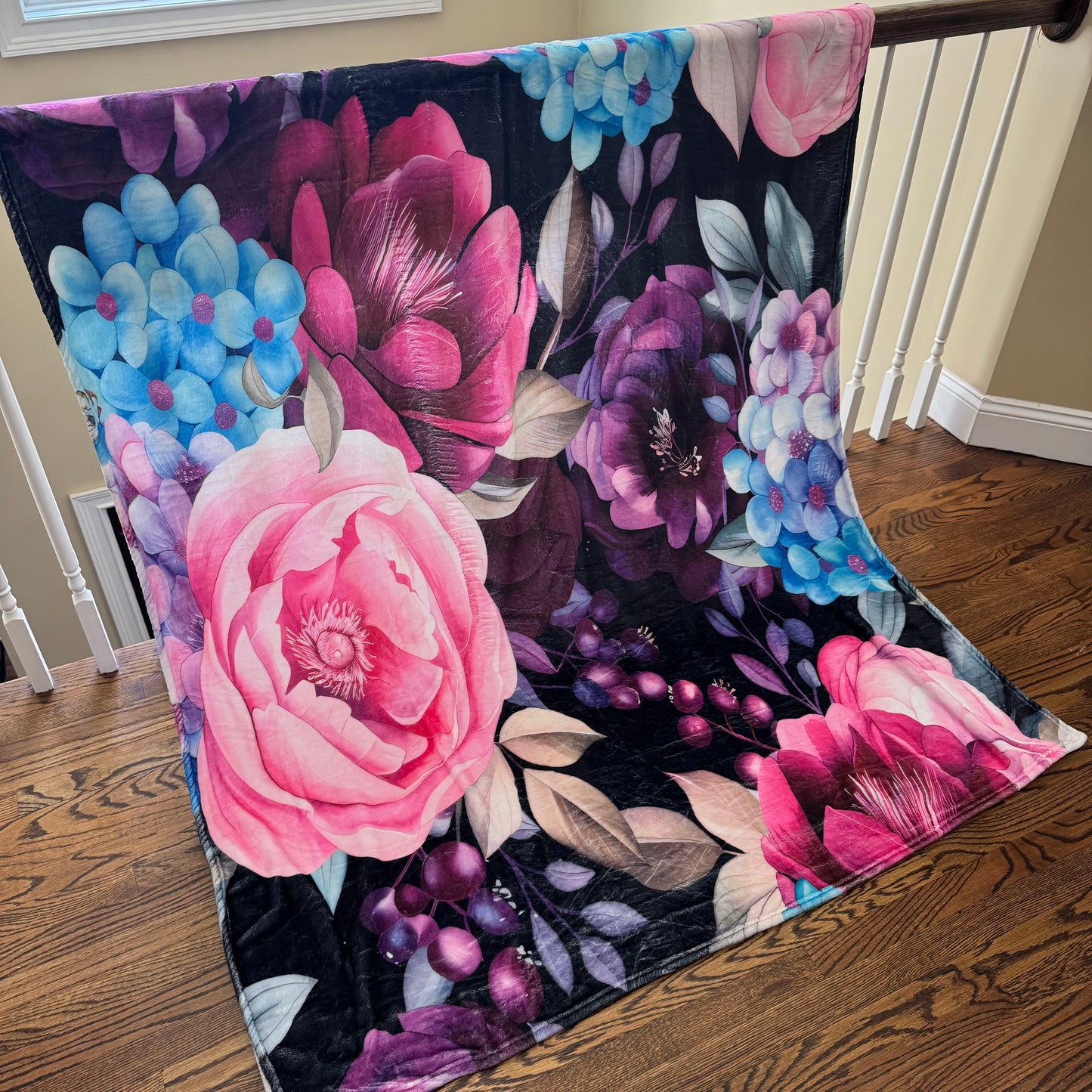 Blanket - Floral Purple Blue Pink