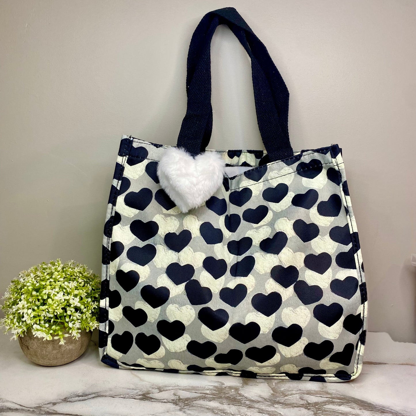 Heart Tote Bag - Black + Grey