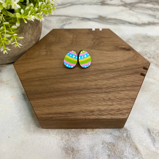 Wooden Stud Earrings - Easter - #6