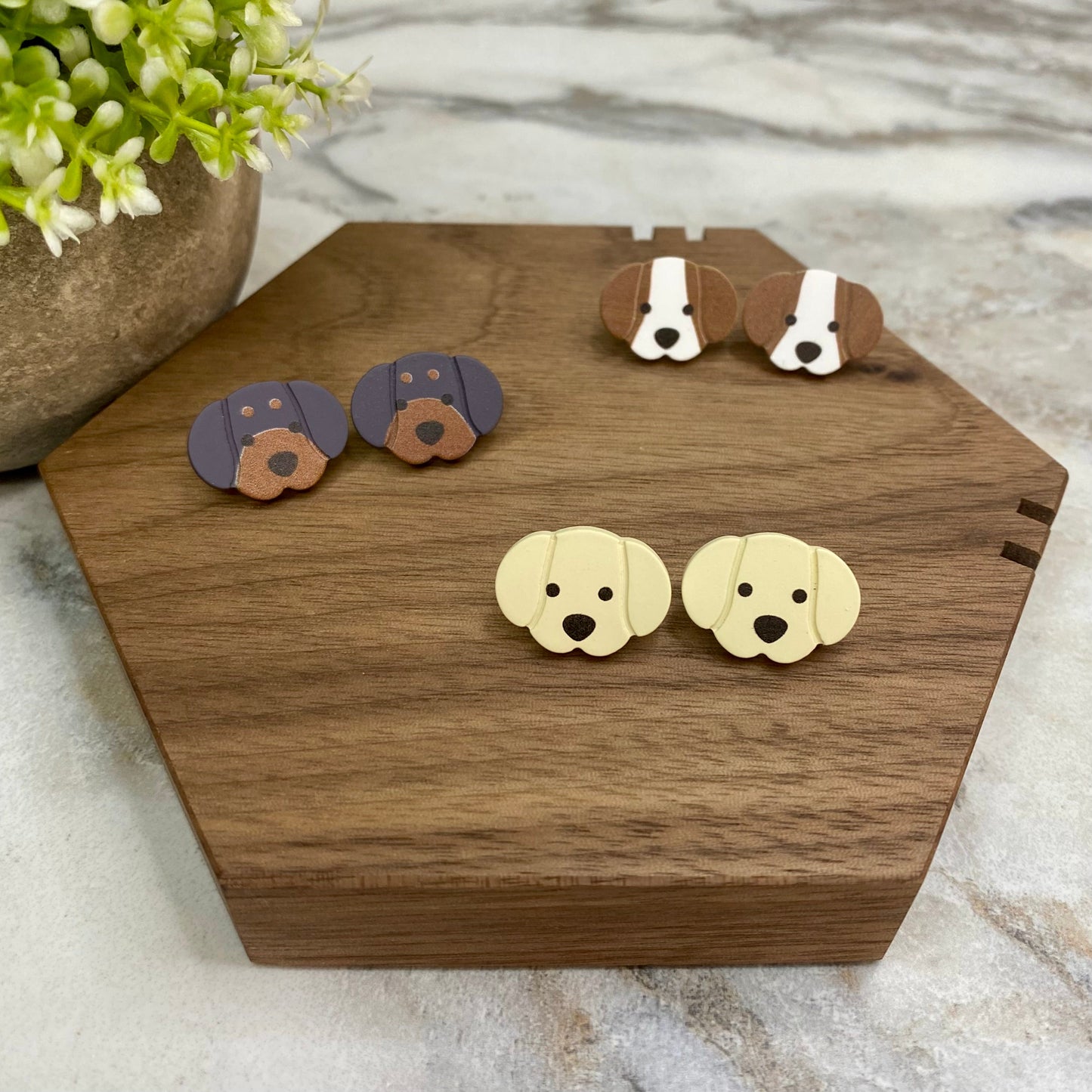 Acrylic Stud Earrings - Dog Mix