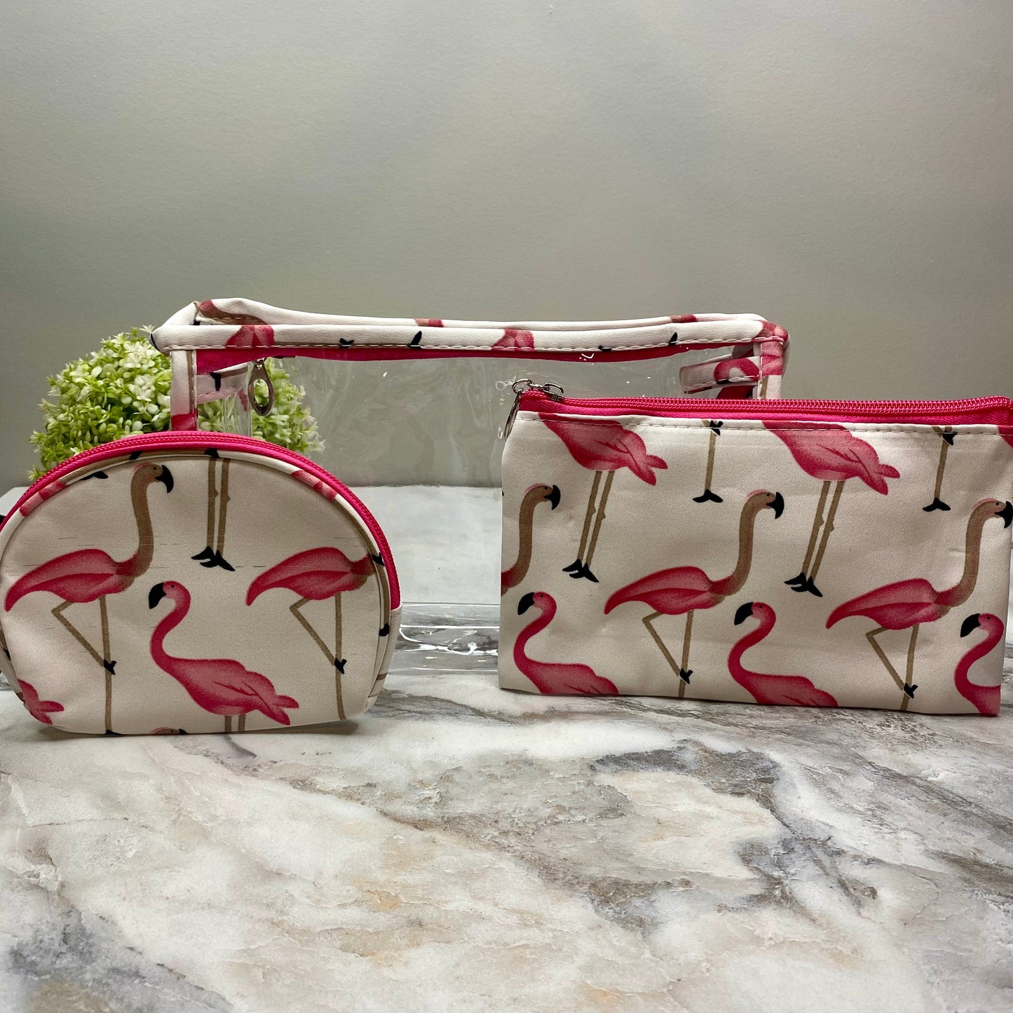 Trio Set Pouch + Clamshell - Flamingo