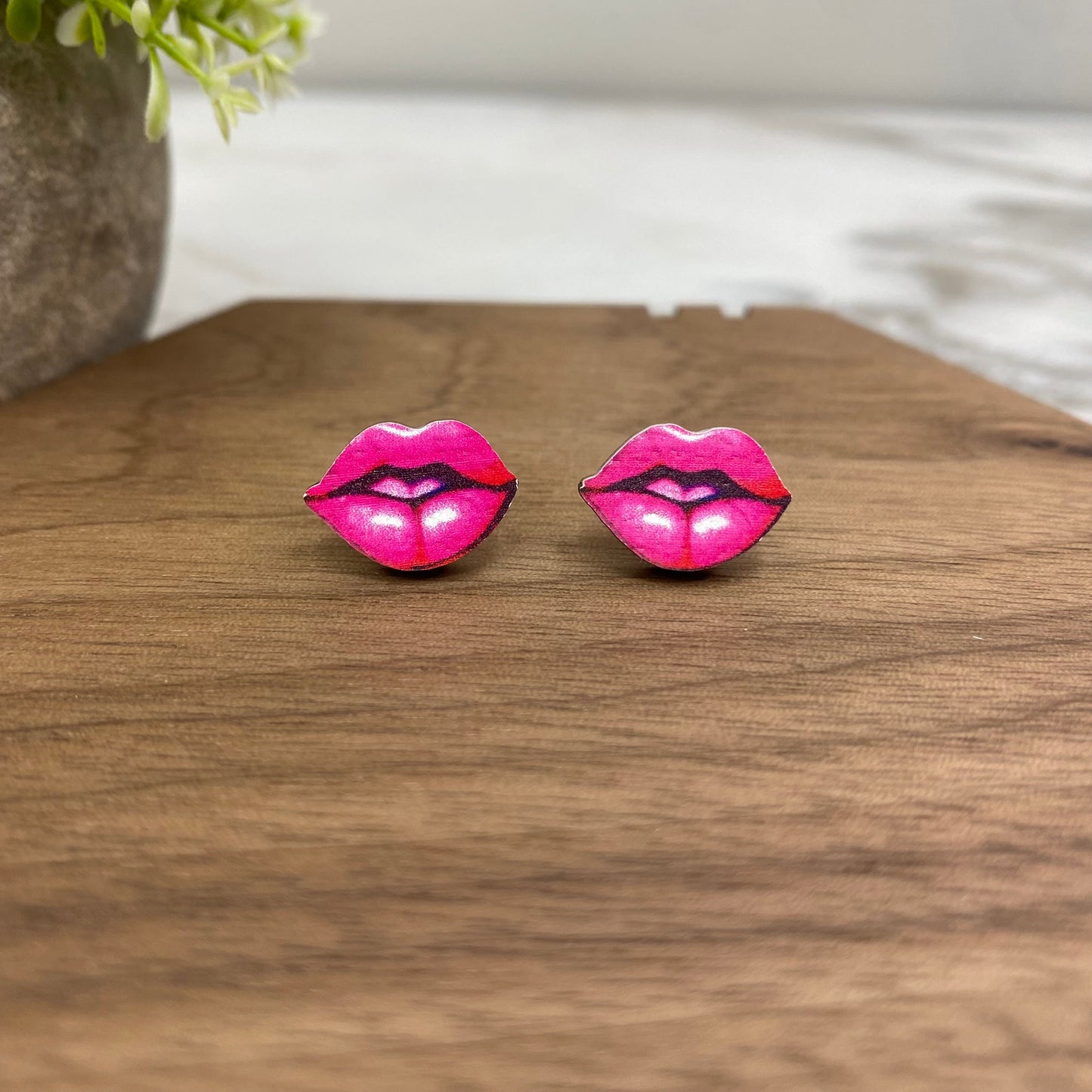 Wooden Stud Earrings - Valentine’s Day - #10