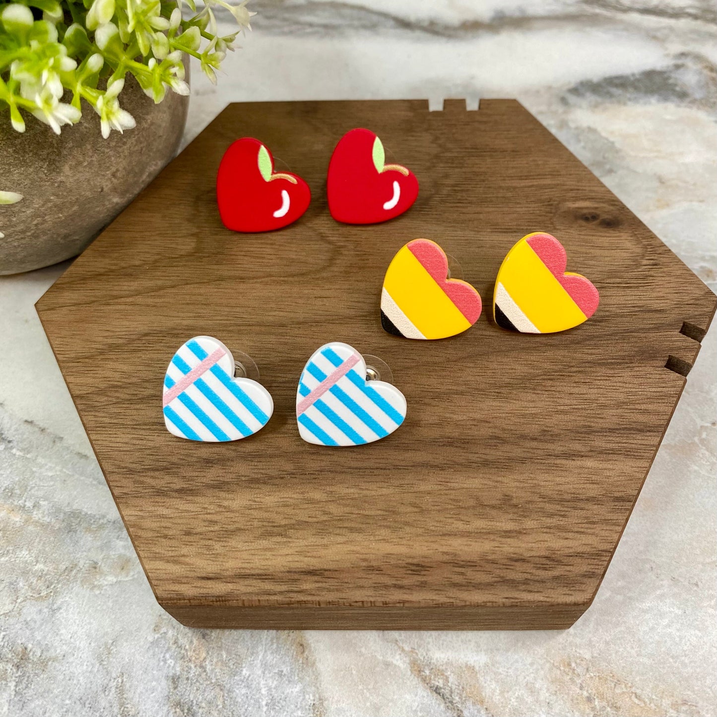 Acrylic Stud Earrings - Valentine’s Day - Teacher Heart