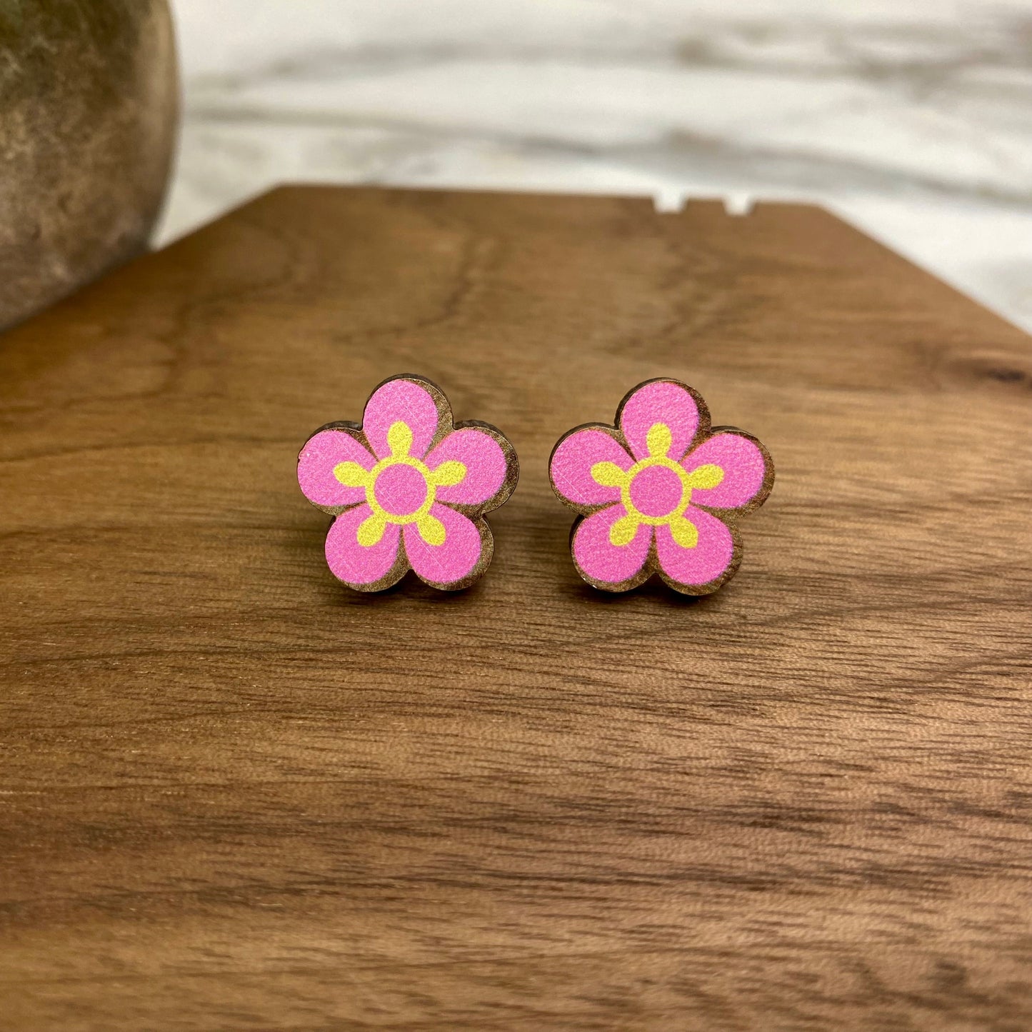 Wooden Stud Earrings - Easter - #2