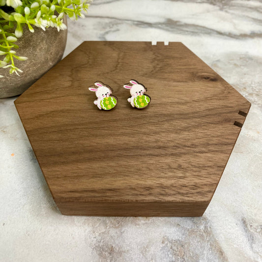 Wooden Stud Earrings - Easter - #5