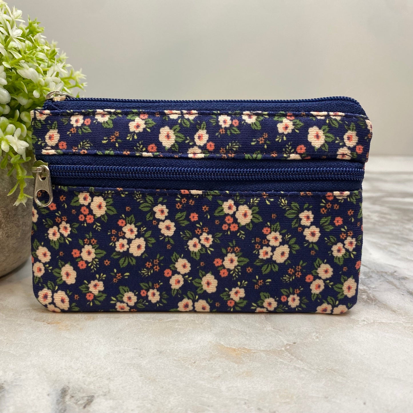 Mini Double Zip Pouch - Floral