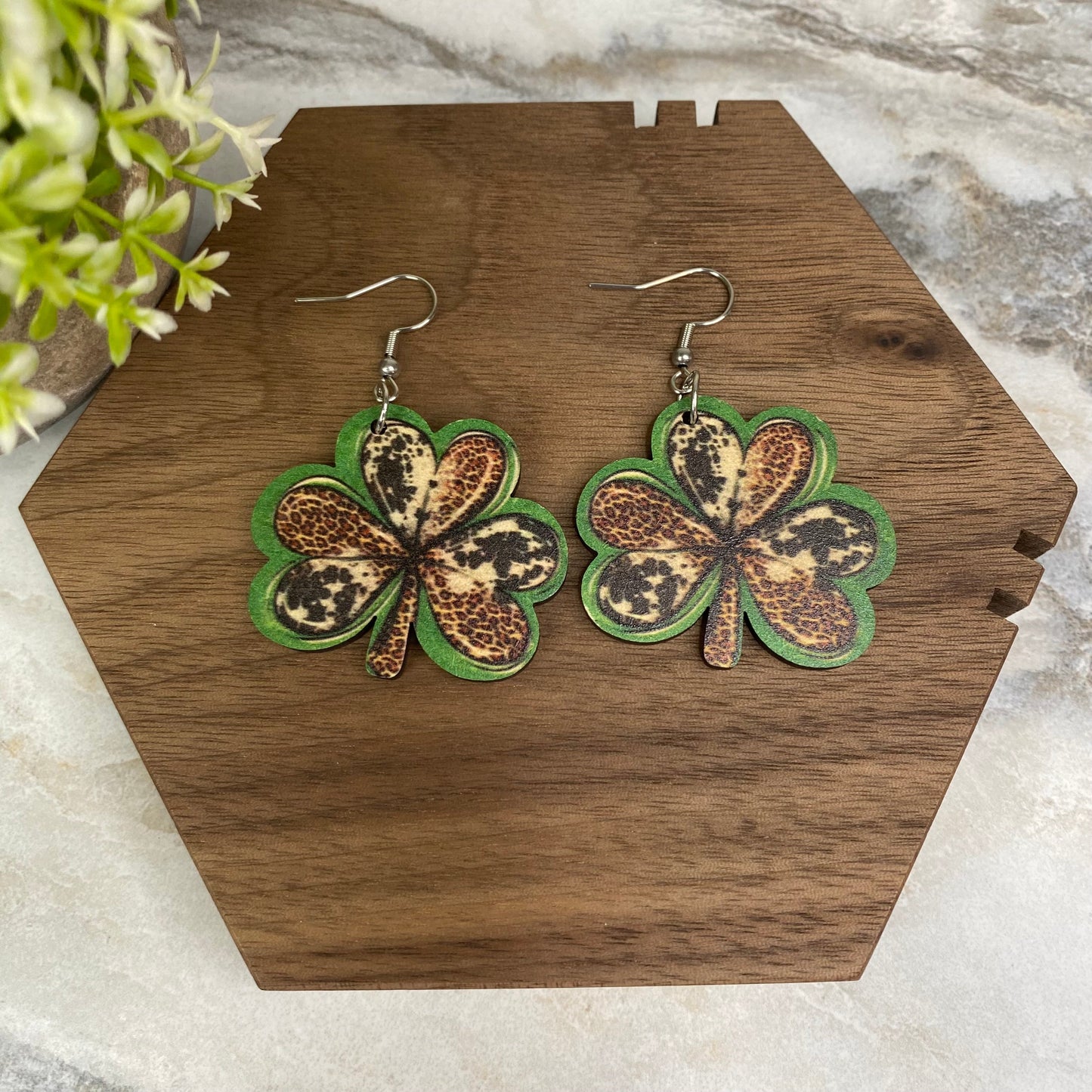 Wooden Dangle Earrings - St. Patrick’s Day - #7